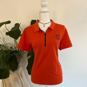 Vintage 90s/Y2K Ralph Lauren Sporty Orange Zip up Polo Shirt Old Money
